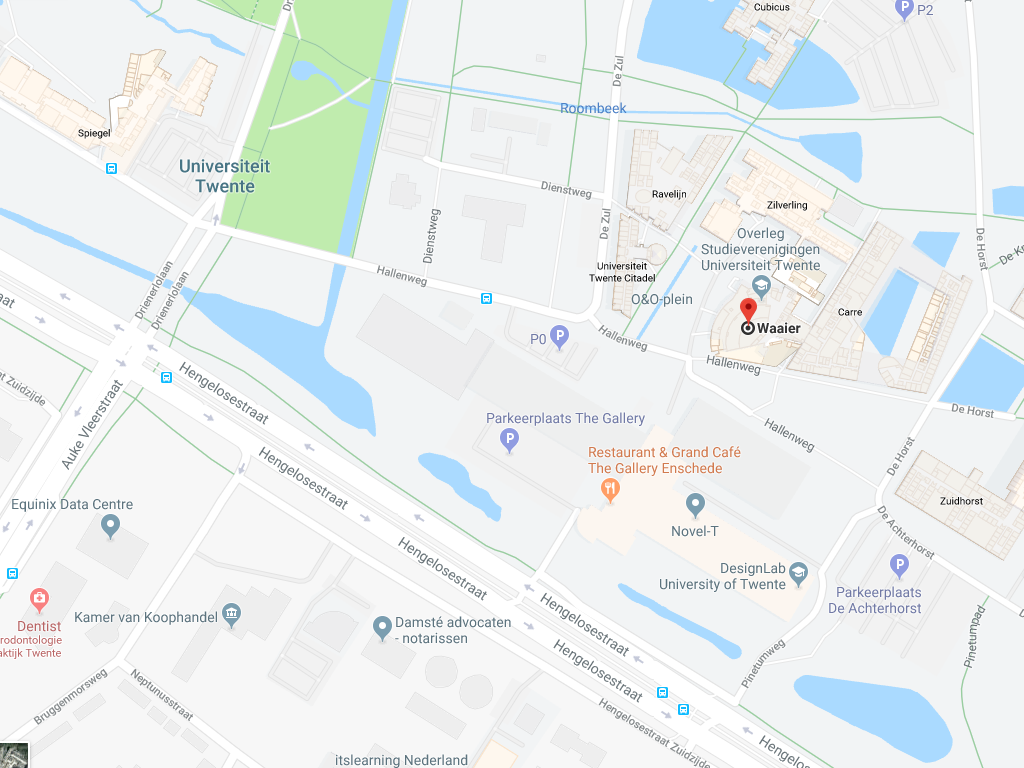 Google plattegrond van de waaier, de locatie waar op 19 september 2018 een symposium over duurzame energie uit de bodem zal worden gehouden.